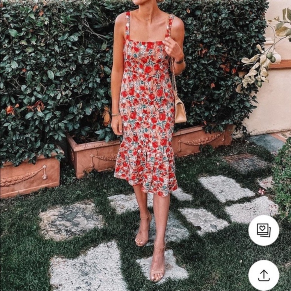 Lovers + Friends Under The Stars Midi Dress in Dark Nude Floral Size Small - Picture 2 of 10